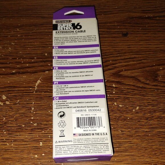 Controller Extension Cable for the Super Nintendo (Retro-bit, 2012) (unopened) - Picture 2 of 2